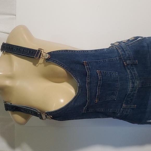 I&M Jeans Denim Distressed Mid Rise Overalls Size L - Picture 4 of 14